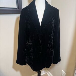 Tape Measure Black Velvet Blazer Jacket Womens Size 10 3 Button Tailored